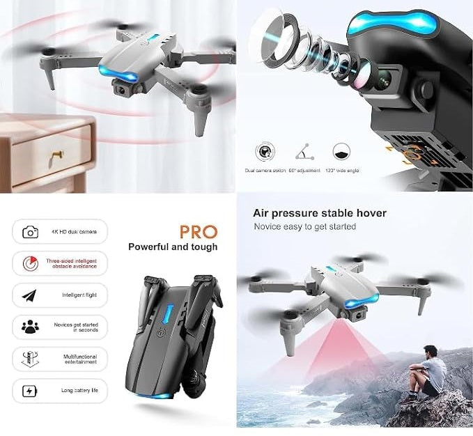 ๐ E99 Foldable Drone with Camera โ 720p HD, 360ยฐ Flips & LED Lights ๐