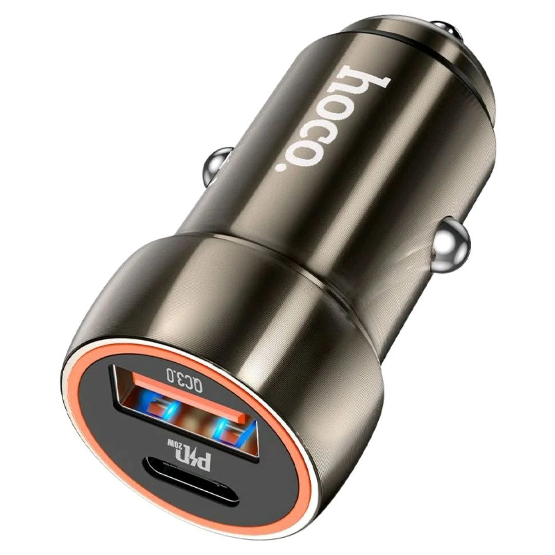 Hoco Blue Whale Car Charger (Z46A) โก | 20W Type-C + 18W USB Fast Charging Adapter ๐๐