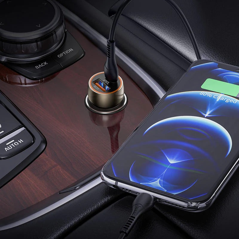 Hoco Blue Whale Car Charger (Z46A) โก | 20W Type-C + 18W USB Fast Charging Adapter ๐๐