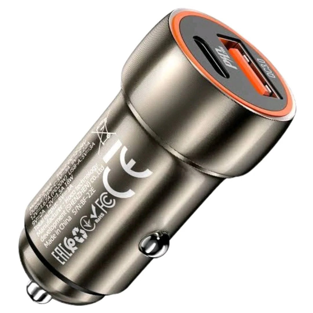 Hoco Blue Whale Car Charger (Z46A) โก | 20W Type-C + 18W USB Fast Charging Adapter ๐๐