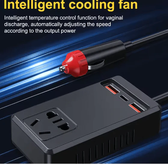 C12 Intelligent Car Power Inverter โก | 150W AC Converter with USB-A & USB-C Ports ๐๐