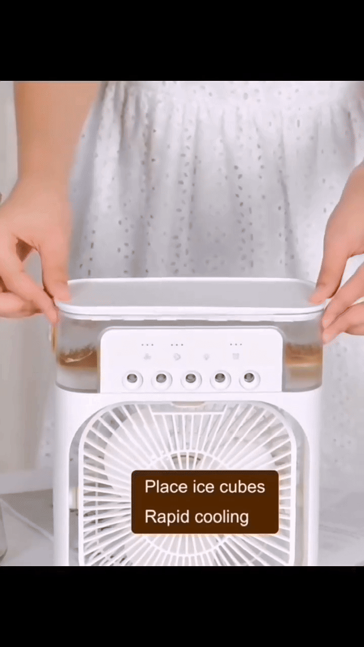 ❄️ Cooling Fan with Ice – Portable Air Cooler & Humidifier | Easy-Clean, Removable Water Tank